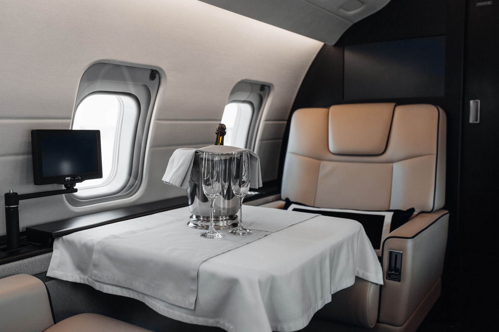 Business jet plane interior